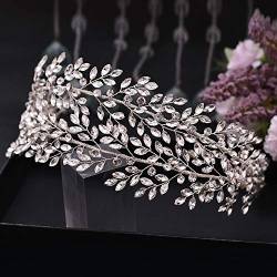 Brautkrone, Brautschmuck, Hochzeitskrone und Tiara, Kristall-Brautkleid, Strasssteine, Braut-Haarschmuck, Kleid, Tiara für Frauen, Krone (Farbe: H304) (H308s B) von AMAXRcsy