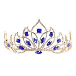 Brautkrone, goldene Braut-Tiara, rotes Kristall-Braut-Diadem, grüne Strass-Krone für Frauen, Eheringe, Haarschmuck, Accessoires, Kleid, Tiara für Frauen, Krone (Größe: einfarbig) (einfarbig) von AMAXRcsy