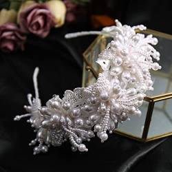 Elegante Braut-Tiara tragen Perlenkrone, Prinzessin, Hochzeit, Braut-Tiara, Bänder, Hochzeits-Haarschmuck, Braut-Haar-Accessoires, Abschlussball-Prinzessinnen-Krone für Frauen und von AMAXRcsy