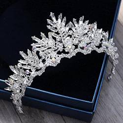 Haarkronen für Frauen, bronzefarbene schwarze Kristallperlen, Braut-Tiaras, Strass-Diadem, Krone für Bräute, Bänder, Hochzeit, Haarschmuck, Krone (Farbe: Goldrot) (Weiß B) von AMAXRcsy