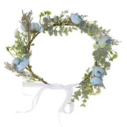 Haarnadel Blumenband, Blumen Blumen Haarkranz Blumenkleid Blumengirlande Krone Haarband Blau von AMAXRcsy