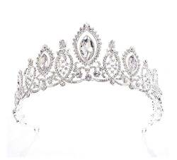 Handgefertigte Hochzeit Braut Kristall Tiaras Kronen Prinzessin Festzug Abschlussball Strass Schleier Tiara Band Braut Haarschmuck Haarreifen (Metallfarbe: H061 Rot) (A H061 Rot) von AMAXRcsy