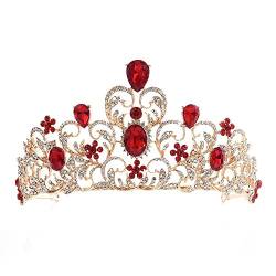 Handgefertigte Kristall-Hochzeitskrone, Königin-Tiara, Brautkronenband, Brautaccessoires, Diadem, Haarschmuck, Ornamente, Haarreifen (Metallfarbe: H041 Silberweiß) (A H041 Goldweiß) von AMAXRcsy