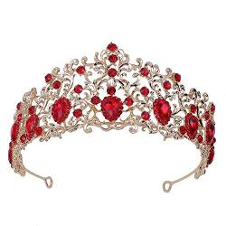 Handgefertigte Kristall-Tiara, Brautkrone, Goldstücke, Brautschmuck, Kronen, Königin, Diadem, Hochzeit, Haarschmuck, Haarreifen (Metallfarbe: H042 Grün) (A H042 Silberweiß) von AMAXRcsy