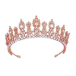 Handgefertigte Luxus-Tiaras und Kronen für Frauen, Kristall-Haarschmuck, Königin-Brautbänder, Hochzeit, Haarschmuck, Haarreifen (Metallfarbe: Roségold) (Silberfarbe) von AMAXRcsy