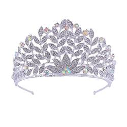 Handgefertigte silberne Kristall-Brautschleier-Tiaras, Kronen, Strass-Festzug-Diadem, Brautbänder, Hochzeit, Haarschmuck, Haarreifen (Metallfarbe: Stil 1) (A, Stil 4) von AMAXRcsy