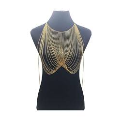Körperkette Mode Körper Halskette Ketten Schmuck Quaste Metall Lange Halskette für den täglichen Gebrauch Körperschmuck (Metallfarbe: Goldfarbe) (Silberfarbe) von AMAXRcsy
