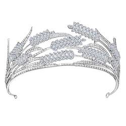 Kristall-Hochzeitskrone für Frauen, Strass-Tiara, Braut-Haarschmuck, Hochzeitskleid, elegantes Band, Silber von AMAXRcsy