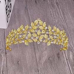 Luxuriöses Brautkleid, Haarschmuck, Kristall-Tiara, Party-Krone für Frauen, Hochzeit, Abschlussball, Haarschmuck, Krone (Farbe: Gold) (Gold B) von AMAXRcsy