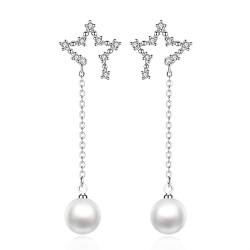 Personalisierte Ohrringe Damen Ohrringe Elegante Sterne Perle Lange Quaste Anhänger Ohrringe Damen Mode Anhänger Schmuck High-End-Ohrringe von AMAXRcsy