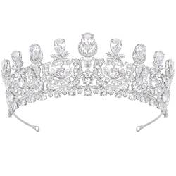 Versilberte Messing-Zirkonia-Quinceanera-Krone, luxuriöse, zierliche Prinzessinnen-Tiara für Frauen, Geschenkkrone von AMAXRcsy