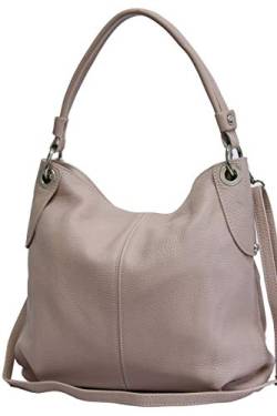 AMBRA Moda Damen echt Ledertasche Handtasche Schultertasche Beutel Shopper Umhängtasche GL012 (Altrosa) von AMBRA Moda