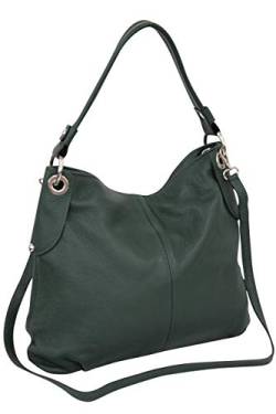 AMBRA Moda Damen echt Ledertasche Handtasche Schultertasche Beutel Shopper Umhängtasche GL012 (Dunkelgrün) von AMBRA Moda