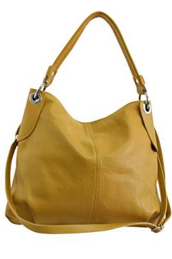 AMBRA Moda Damen echt Ledertasche Handtasche Schultertasche Beutel Shopper Umhängtasche GL012 (Gelb Dunkel) von AMBRA Moda