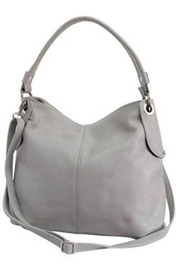 AMBRA Moda Damen echt Ledertasche Handtasche Schultertasche Beutel Shopper Umhängtasche GL012 (Grau) von AMBRA Moda