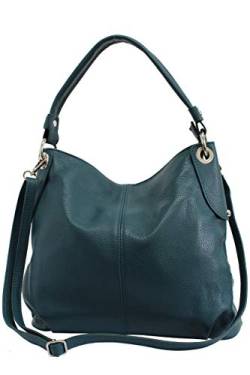 AMBRA Moda Damen echt Ledertasche Handtasche Schultertasche Beutel Shopper Umhängtasche GL012 (Petrol) von AMBRA Moda