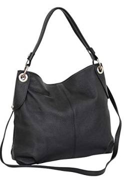 AMBRA Moda Damen echt Ledertasche Handtasche Schultertasche Beutel Shopper Umhängtasche GL012 (Schwarz) von AMBRA Moda