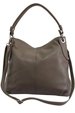 AMBRA Moda Damen echt Ledertasche Handtasche Schultertasche Beutel Shopper Umhängtasche GL012 (Stein) von AMBRA Moda