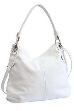 AMBRA Moda Damen echt Ledertasche Handtasche Schultertasche Beutel Shopper Umhängtasche GL012 (Weiß) von AMBRA Moda