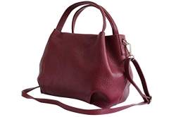 AmbraModa Damen handtasche Henkeltasche Schultertasche aus Echtleder GL023 (Bordeaux) von AMBRA Moda