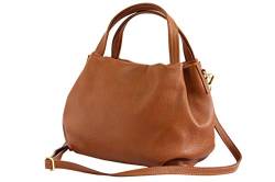 AmbraModa Damen handtasche Henkeltasche Schultertasche aus Echtleder GL023 (Cognac) von AMBRA Moda