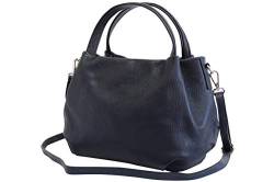 AmbraModa Damen handtasche Henkeltasche Schultertasche aus Echtleder GL023 (Dunkelblau) von AMBRA Moda