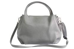 AmbraModa Damen handtasche Henkeltasche Schultertasche aus Echtleder GL023 (Hellgrau) von AMBRA Moda