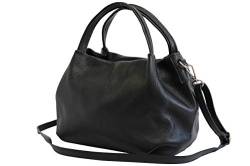 AmbraModa Damen handtasche Henkeltasche Schultertasche aus Echtleder GL023 (Schwarz) von AMBRA Moda