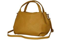 AmbraModa Damen handtasche Henkeltasche Schultertasche aus Echtleder GL023 (Senfgelb) von AMBRA Moda
