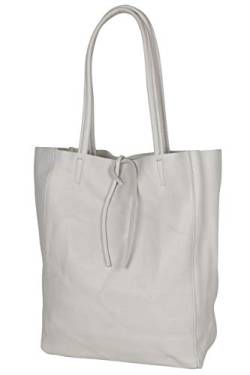 AmbraModa GL032 - Italienische Handtasche, Shopper, Schultertasche, Einkaufstasche mit Innentasche aus echtem Leder (Beige) von AMBRA Moda