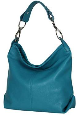 AmbraModa GL033 - Damen echt Ledertasche Handtasche Schultertasche Henkeltasche Beutel (Aquamarin) von AMBRA Moda