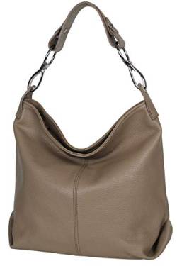 AmbraModa GL033 - Damen echt Ledertasche Handtasche Schultertasche Henkeltasche Beutel (Helltaupe) von AMBRA Moda