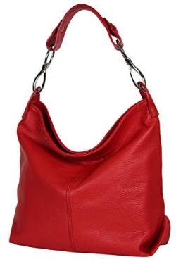 AmbraModa GL033 - Damen echt Ledertasche Handtasche Schultertasche Henkeltasche Beutel (Rot) von AMBRA Moda