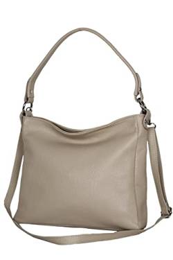 AmbraModa GL35 - Damen Handtasche Schultertasche Umhängetasche aus genarbtem Rindsleder (Beige Sand) von AMBRA Moda