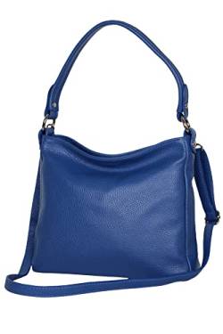 AmbraModa GL35 - Damen Handtasche Schultertasche Umhängetasche aus genarbtem Rindsleder (Blau) von AMBRA Moda