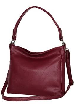 AmbraModa GL35 - Damen Handtasche Schultertasche Umhängetasche aus genarbtem Rindsleder (Bordeaux) von AMBRA Moda