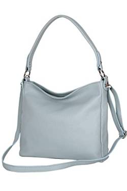 AmbraModa GL35 - Damen Handtasche Schultertasche Umhängetasche aus genarbtem Rindsleder (Eisblau) von AMBRA Moda
