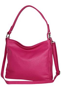 AmbraModa GL35 - Damen Handtasche Schultertasche Umhängetasche aus genarbtem Rindsleder (Fuchsia) von AMBRA Moda
