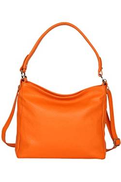 AmbraModa GL35 - Damen Handtasche Schultertasche Umhängetasche aus genarbtem Rindsleder (Orange) von AMBRA Moda