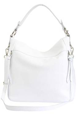 AmbraModa GLX_3 - Damen Handtasche Schultertasche Beutel Hobo bag Umhängetasche aus echtem Leder (Weiß) von AMBRA Moda