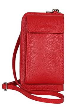 AmbraModa GLX21 - multifunktionale Damen Handytasche, Umhängetasche, Geldbörse aus echtem Leder, geeignet für Handys bis 6,5 Zoll (Rot) von AMBRA Moda
