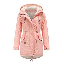 AMCYT Damen Winterjacke Damen Winter Jacke Stepp Parka Mantel Kunstfell warm (Pink,XXXL) von AMCYT