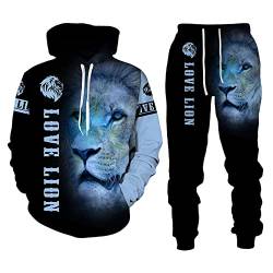 AMCYT Lion Men's Hoodie und Hose Hooded Sweater Set Men's Sportswear Sportswear Long Sleeve Men's Set (Lion2,S) von AMCYT