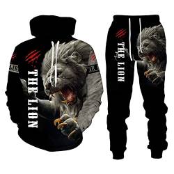 AMCYT Lion Men's Hoodie und Hose Hooded Sweater Set Men's Sportswear Sportswear Long Sleeve Men's Set (Lion4,M) von AMCYT