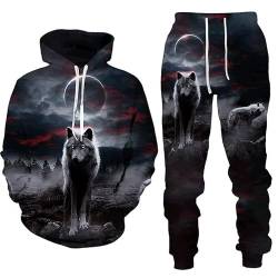 AMCYT wolf Kapuzenjacke und Hose Jogginganzug Sportanzug Trainingsanzug hooded suit casual sports couple sweater (wolf5,XL) von AMCYT