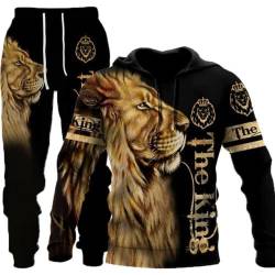 Herren Lion Tiger Colour Jogging Anzug Trainingsanzug Sportanzug Fitness Sporthose Hose Hoodie (Herren1,6XL) von AMCYT