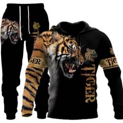 Herren Lion Tiger Colour Jogging Anzug Trainingsanzug Sportanzug Fitness Sporthose Hose Hoodie (Herren2,5XL) von AMCYT