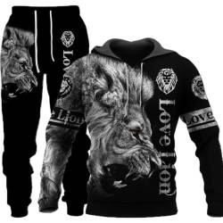 Herren Lion Tiger Colour Jogging Anzug Trainingsanzug Sportanzug Fitness Sporthose Hose Hoodie (Herren3,5XL) von AMCYT