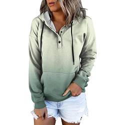 AMDOLE Vintage Pullover Damen Sweatshirt Fashion Print Langarm Hoodie Pullover Button Sweatshirt Grüner Hoodie Damen (Green, XXL) von AMDOLE