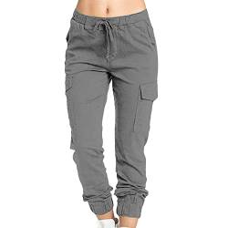 AMDOLE Weiße Hose Damen Medizin Stretch 48 Damen Multi Pocket Cargo Freizeithose Elastische Taille Korsett Seilhose Lack Kleidung Damen Hose von AMDOLE